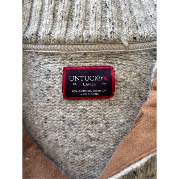 UNTUCKit Vangone Sweater Mens Size Large Lambswool Blend Gray Pullover Mock Neck - Picture 2 of 11